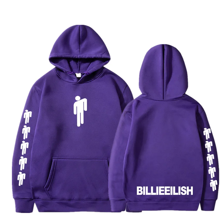 Новая горячая Billie Eilish Толстовка Мужская Черная хлопковая толстовка пара Billie Eilish Толстовка простая сохраняющая тепло Женская/Мужская толстовка одежда - Цвет: Purple15