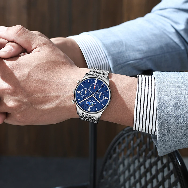 NEKTOM мужские роскошные 2020 новые часы хронограф спортивные Топ Бренд