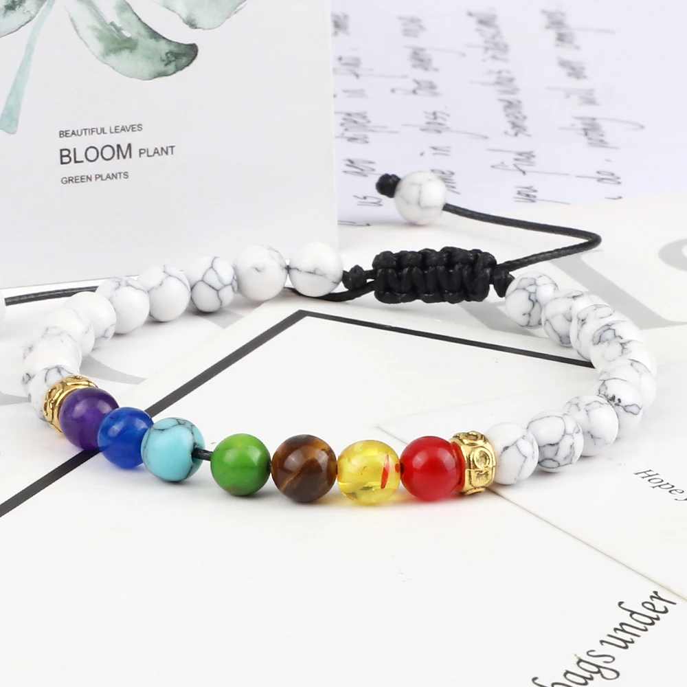 Женский браслет из натурального камня 6 мм 7 чакр | Украшения и аксессуары