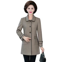 trending products 2022 loose size clothing for women trench coat elegant autumn plaid coats middle age clothing korean style 139