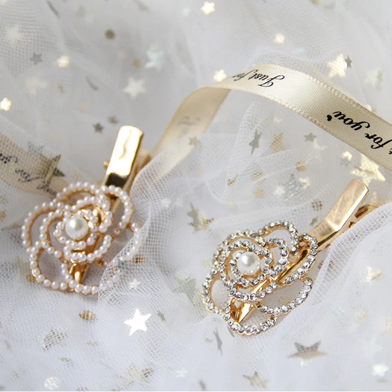 1 шт. модные заколки для волос в форме цветка с кристаллами и жемчугом из сплава