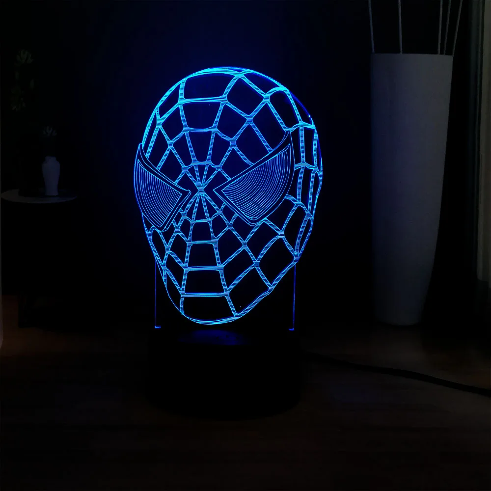 3D визуальная настольная лампа Marvel супергерой Человек-паук светодиодный ночник