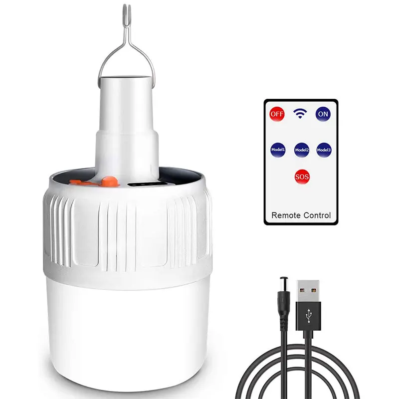 

Solar Garden Night light USB Rechargeable Camping Lamp 5 Lighting Modes LED Bulb with Remote Control for Outdoor IP65 Waterproof