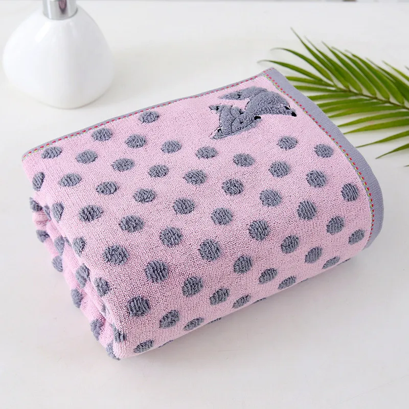

70x140cm Cotton Jacquard Dot Fox Soft Absorbent Bathroom Shower Room Adult Child Bath Towel