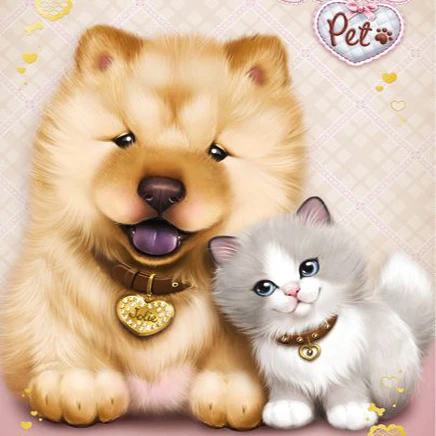 V0210 Кошка, собака, домашнее животное, полный дисплей, квадратный/круглый, мультяшное животное, 5D алмазная картина, алмазная вышивка, Алмазная мозаика, стразы, рукоделие - Цвет: V0210