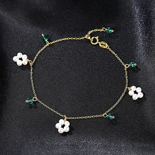 

Pearl Bracelet 2020 Spring New Link Chain 925 Sterling Silver Fine Jewelry Victorian Style Royal Look Gift For Women