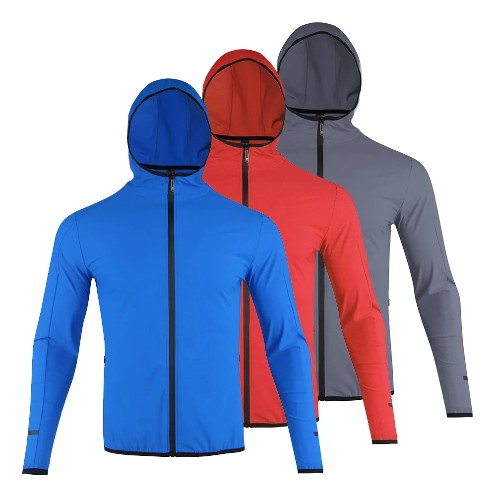 2021 Autumn and Winter Men's Sportswear Quick-Drying Thin Section Hooded Jacket Running Fitness Bodybuilding Nylon Sports Jacket