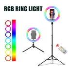 Кольцевой светильник RGB, 10 дюймов, 26 см, цветной, со штативом, Радужный, кольцевой светильник с зажимом для телефона, для tiktok, YouTube