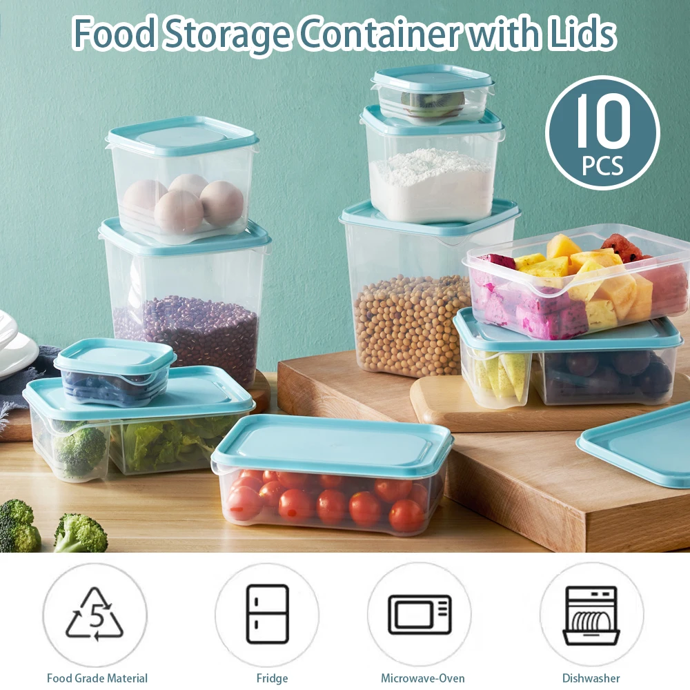Контейнер для еды с крышками 10 упаковок контейнер хранения фруктов и овощей