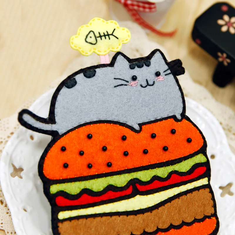 Интересный фетровый тканевый чехол для ключей в виде кошки женские чехлы ручной