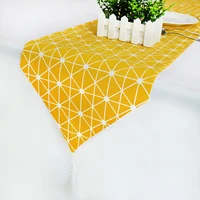 table runner modern lemon yellow with tassel linencotton fabric table top decoration home for home wedding christmas party