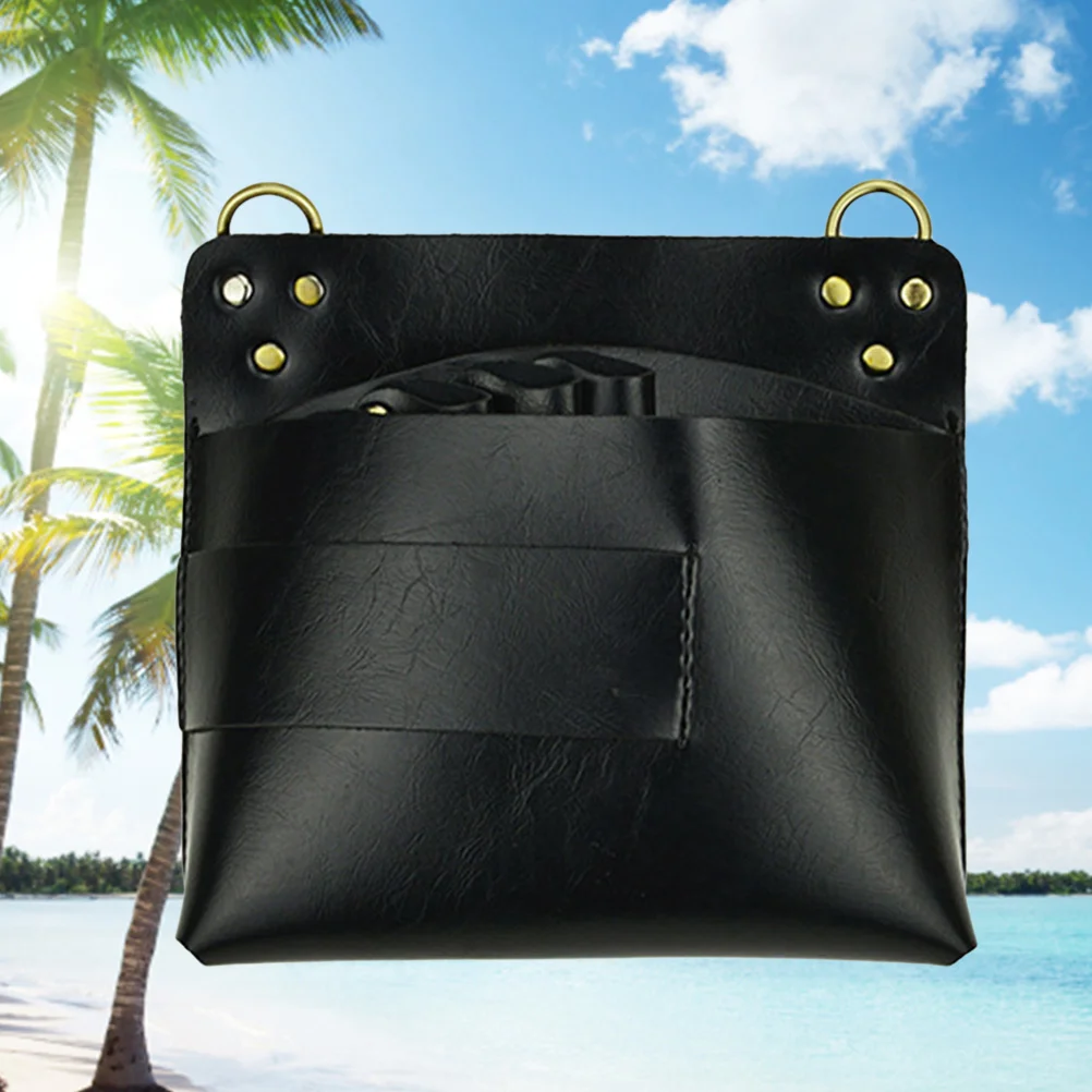 

Tool Pouch Belt for Salon Stylists Real Leather Holds Cutting Shears Combs Brushes Clips (Black)
