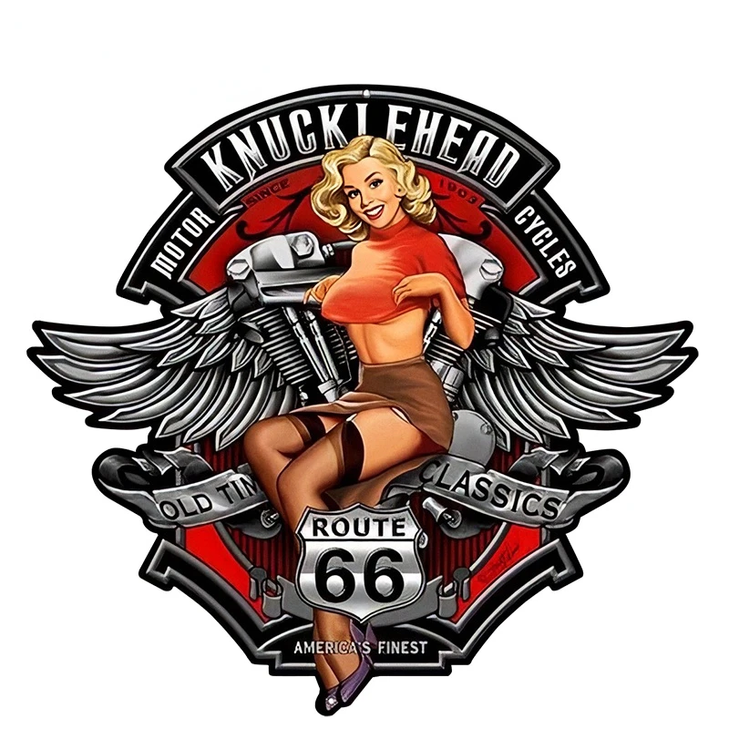 

Creative Stickers Sexy Girl Knucklehead Motorcycles RT66 Pin Up Girl for Car Window Bumper Accessories car decals PVC13cm