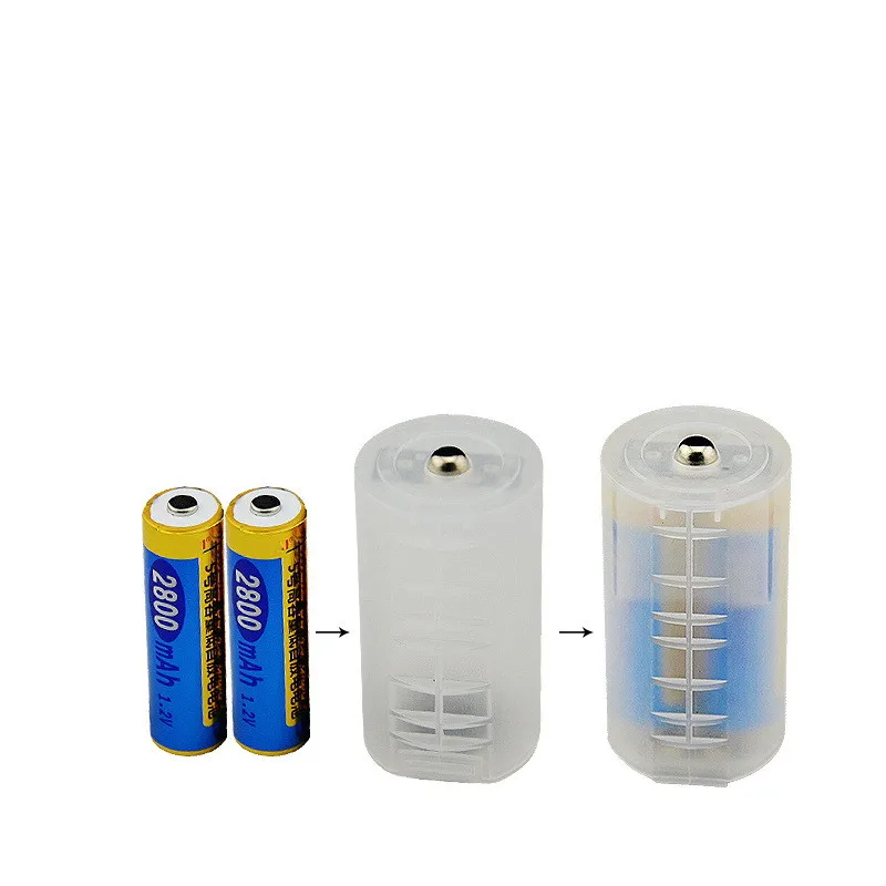 

1pcs 2 AA To D Size Battery Holder Conversion Adapter Switcher Converter Case White Wholesale Price Small Size Excellent Quality