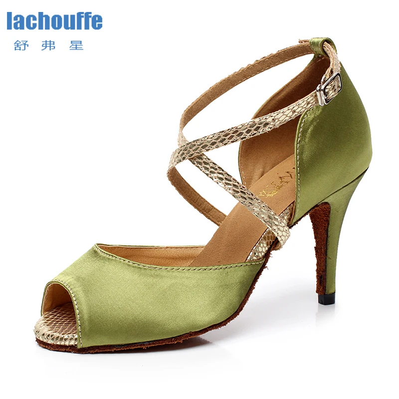 Женские туфли для латиноамериканских танцев зеленые женские шелковые танго