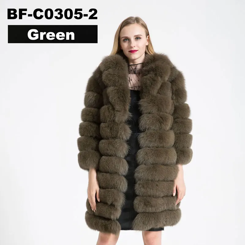 green1 FURSARCAR отстегивающееся натуральное меховое пальто для женщин, зимнее плотное пальто из лисьего меха с большим меховым воротником, роскошная полоска из натурального меха соболя - Цвет: green1