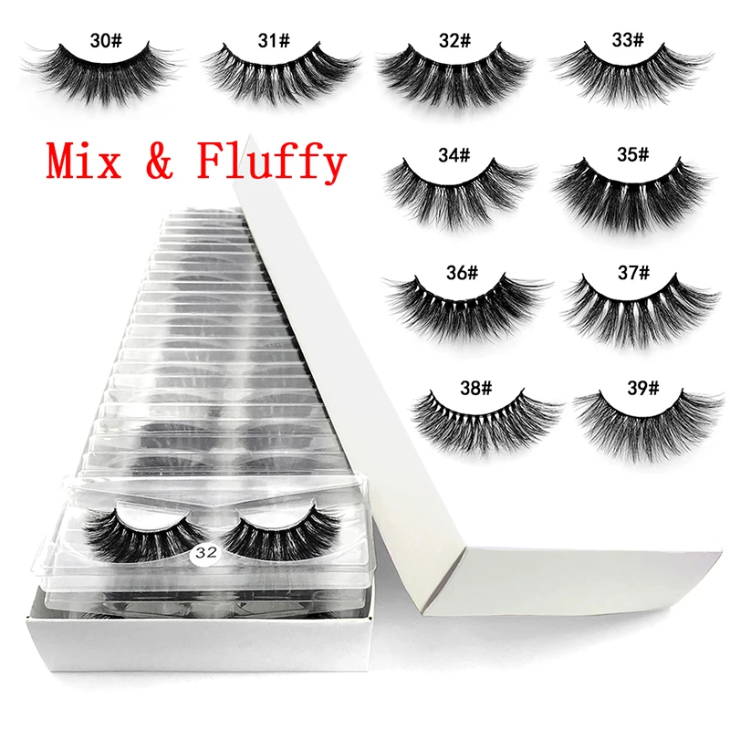 

wholesale 3d mink false eyelashes 20 pairs fluffy wispy fake lashes natural long makeup lash extension in bulk