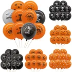12 шт. Хэллоуин Тыква летучие мыши латексные воздушные шары в форме сердца; Цвет черный, оранжевый, для хеллоуина или на день рождения вечерние Декор Globos детские игрушки для вечеринок вечерние игрушки мяч