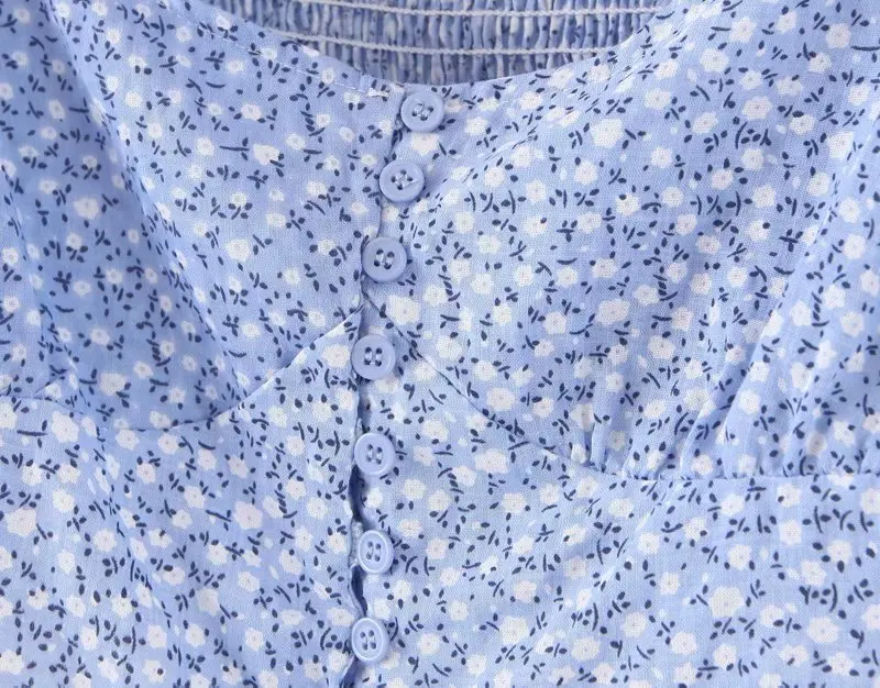 

Retro square neck women tops and blouses reform blusas mujer de moda vintage summer chic blue shirt 2020 new arrivals