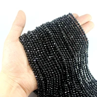 natural faceted black spinel 100 shiny bright quality loose round beads 234mm 15inch for jewelry making diy bracelet necklace