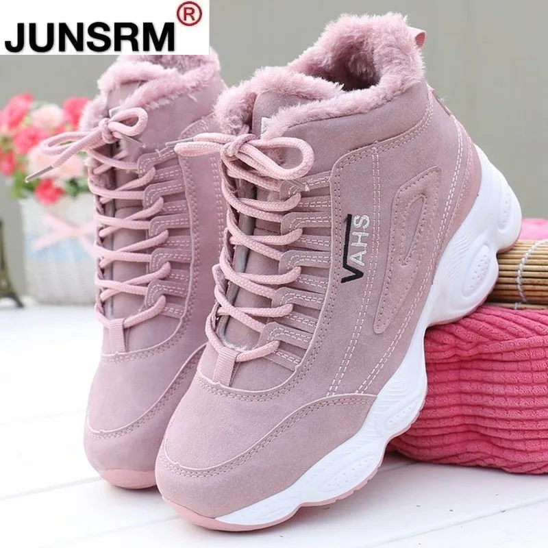 

2021 Winter New Plus Velvet Women's Shoes High-top Shoes Female Students Thick-soled Sneakers Cotton Shoes