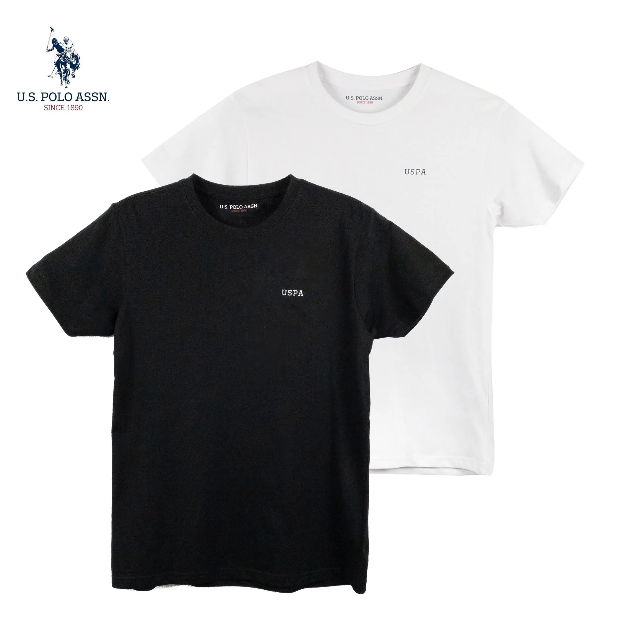 Американское поло. Универсальная хлопковая Футболка Assn. Черно-белая для мужчин и
