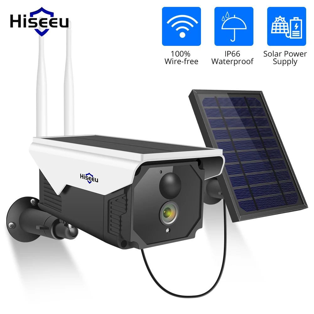 Беспроводная ip камера Hiseeu с аккумулятором 1080P Wi Fi 2 мегапиксельная