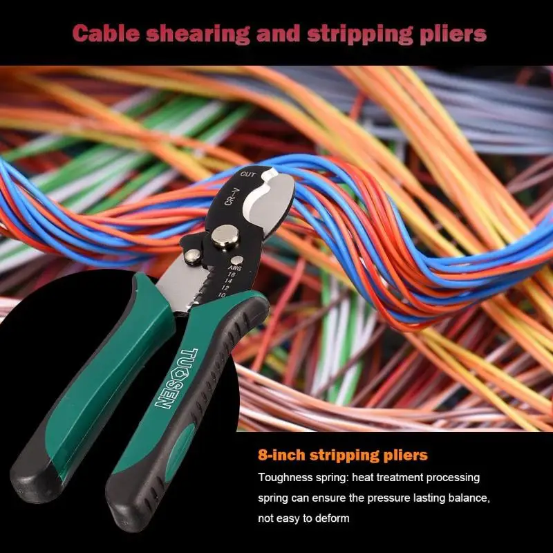 3-IN-1 8inch Wire Stripper Cable Cutting Scissors Electrician Cutter Crimpper Stripping Pliers Hand Tools | Инструменты
