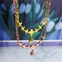 new fashion silver plate necklace pendant for women design four leaf clover pear micro inlay zircon choker jewelry gfit