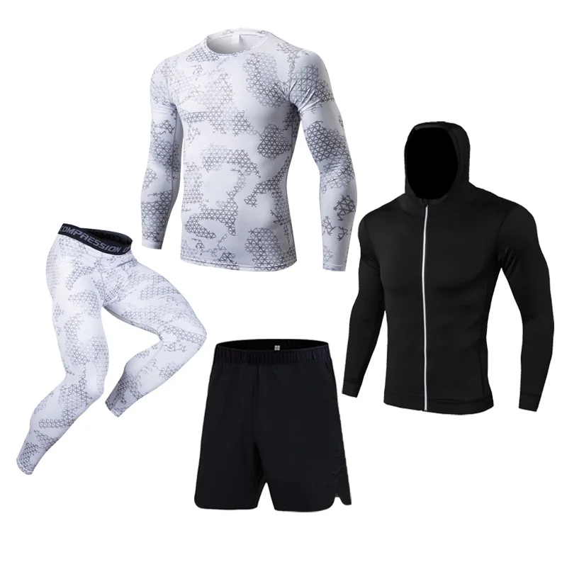 

High Quality Men's Suit Sports Compression Tights MMA Tactics Underwear Rashguard Male Quick Drying Gym Jogging Cycling Suit