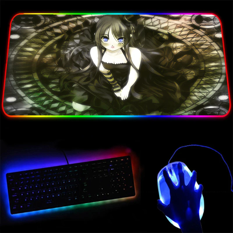 

K-ON RGB Mouse Pad Gaming Mouse Pad Gamer Large Mouse Mat Big Computer Mousepad Led Backlight XXL Mause Pad Keyboard Desk Mat