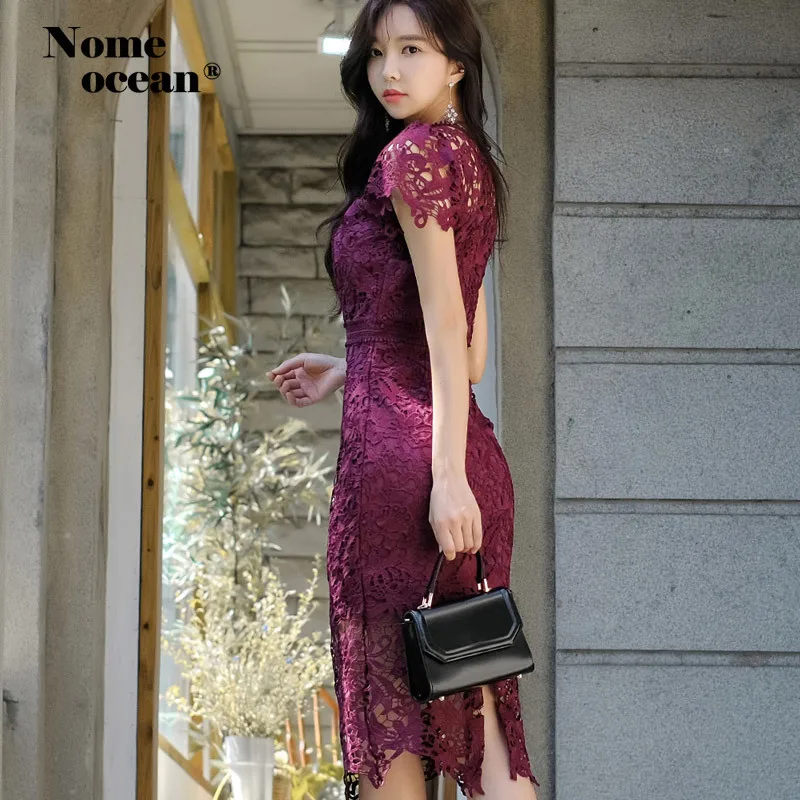 Элегантное кружевное платье с цветочной вышивкой миди v-образным вырезом и