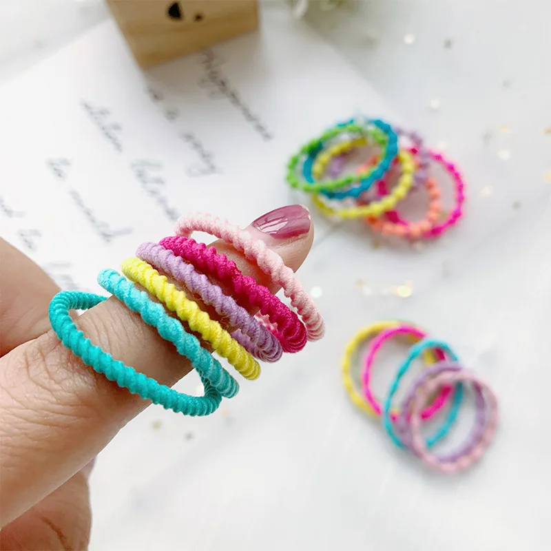 

Boutique 12sets Fashion Candy Color Hair Ties Ponytail Holder Elastic Hair Bands Princess Headwear Girls Hair Accessories