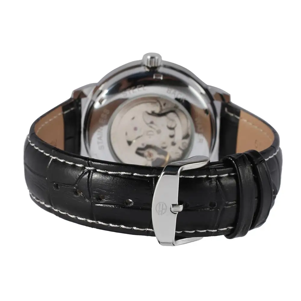 Часы наручные Forsining Мужские механические модные полностью черные Светящиеся в