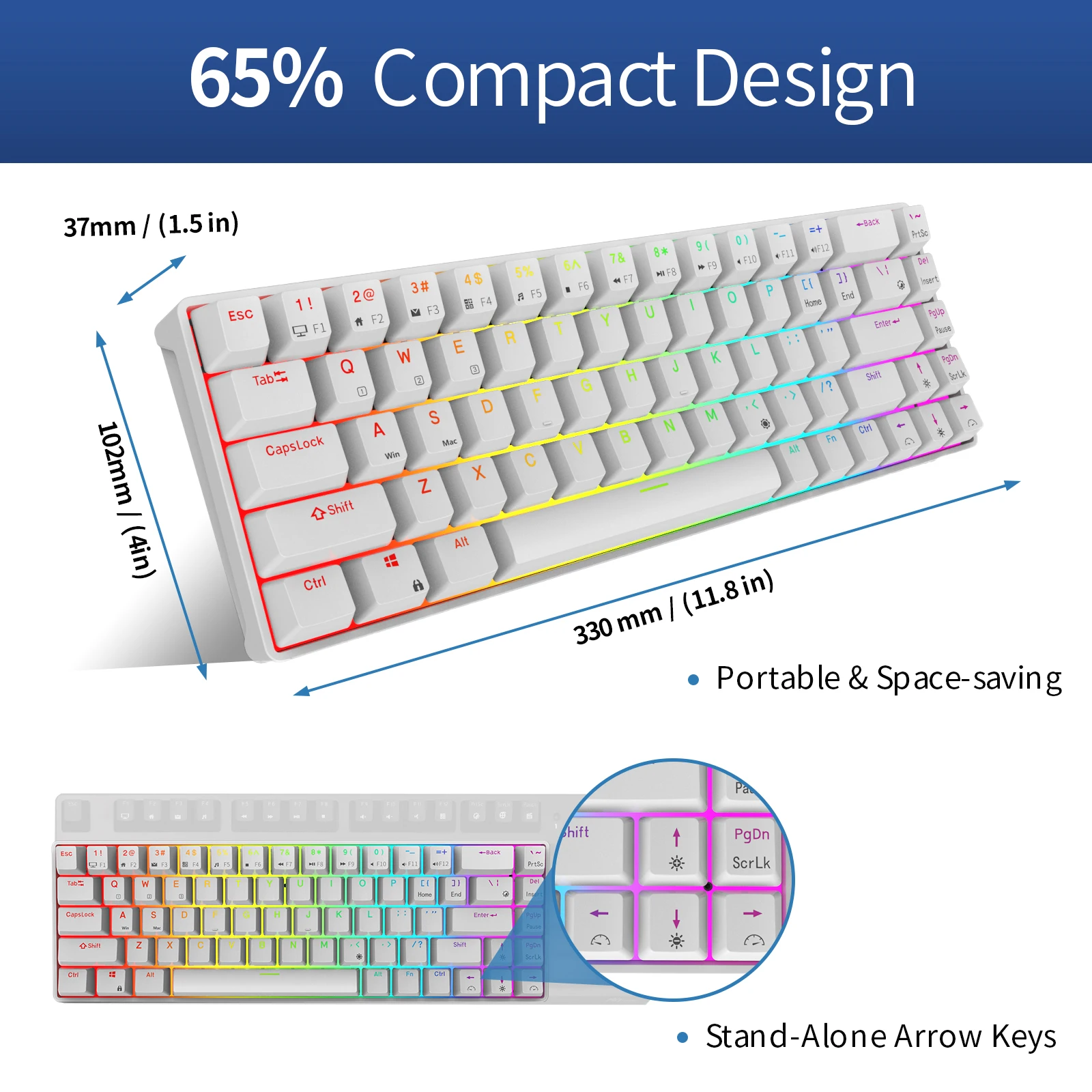Беспроводная компактная механическая клавиатура RK68(RK855)/RK71 с RGB ...