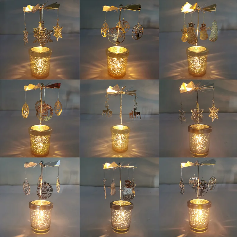 Рождественский вращающийся подсвечник рождественские украшения для дома