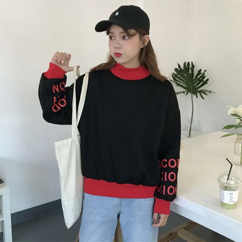 Милые японские короткие толстовки водолазка Женская Толстовка 2019 универсальные