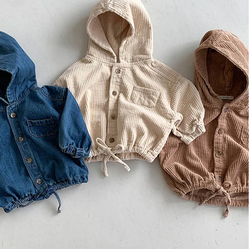 

Детская одежда, корейский и японский стиль, осенне-зимний детский кардиган, пальто, однотонная джинсовая толстовка, Вельветовая куртка для ...