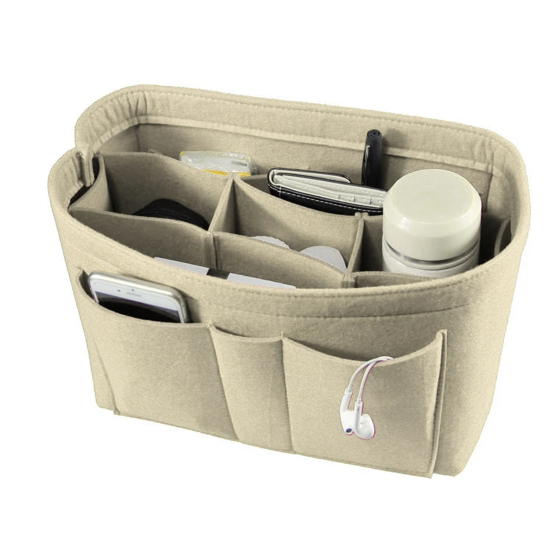 style2 Beige 0807 Горячая Распродажа, сумка-Органайзер для SPEEDY 30 35, косметичка, войлочная вставка, сумка, сумочка, органайзер с карманами, макияж, органайзер для путешествий - Цвет: style2 Beige 0807