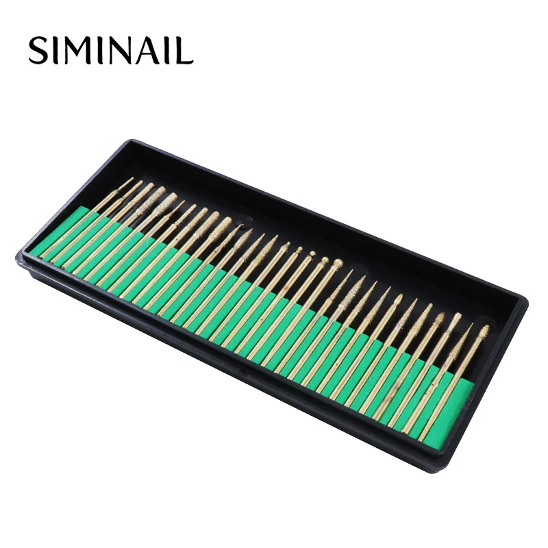 SIMINAIL, 30 шт. в коробке, сверла для ногтей, фрезы, набор для маникюра, педикюра, 2,35 мм, для электрического сверлильного станка, инструмент подачи ногтей - Цвет: Gold