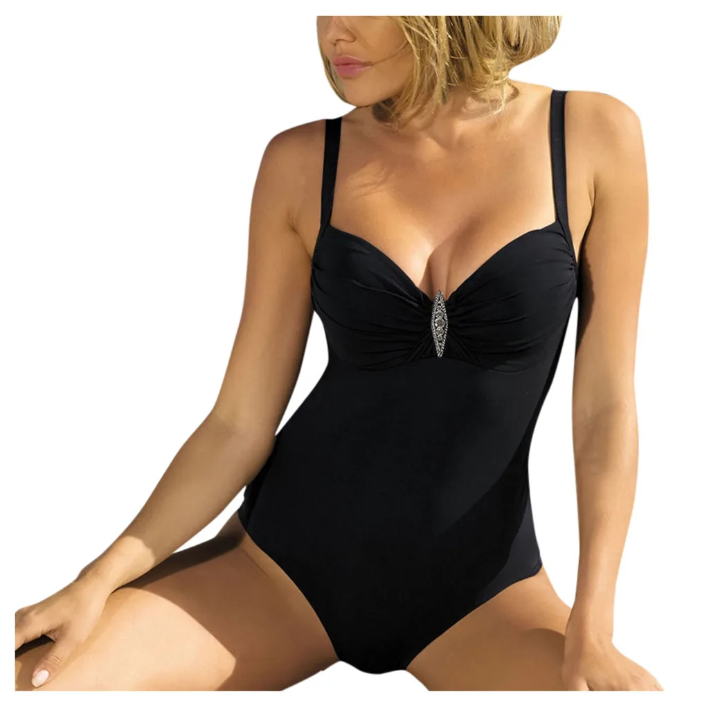 Женский цельный купальник монокини бюстгальтер с вкладышами пуш ап купальный