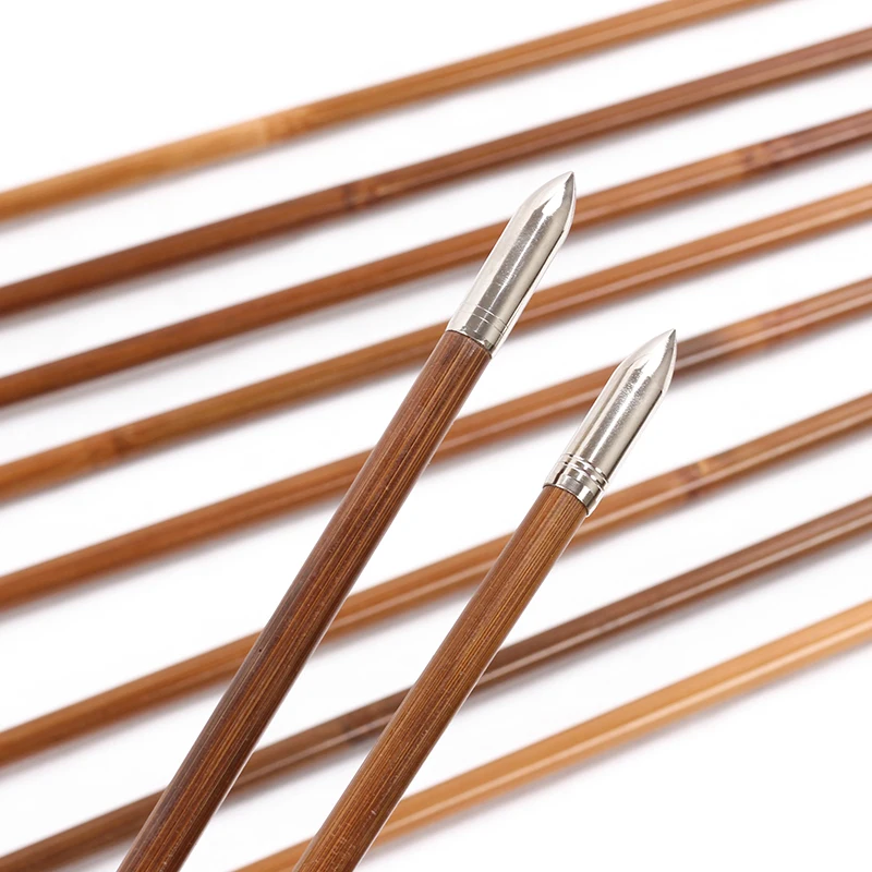 12 шт. бамбуковые стрелы 34 дюйма 5 дюймов защита из натурального пера индейки OD 8 0