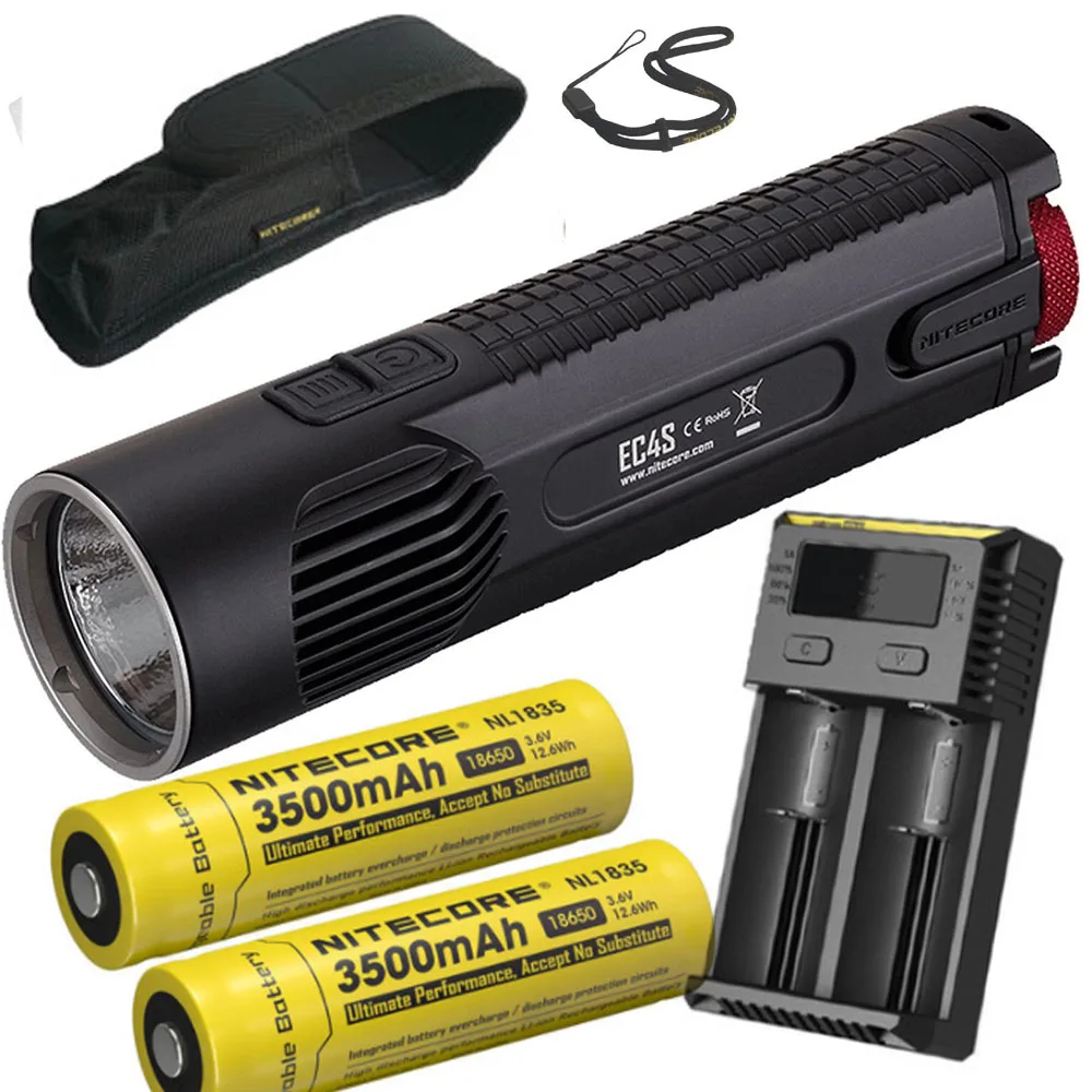 NITECORE EC4S CREE XHP 50 светодиодный фонарик 2150LM луч бросок 280 м факел + 2 шт. 18650 3500 мАч