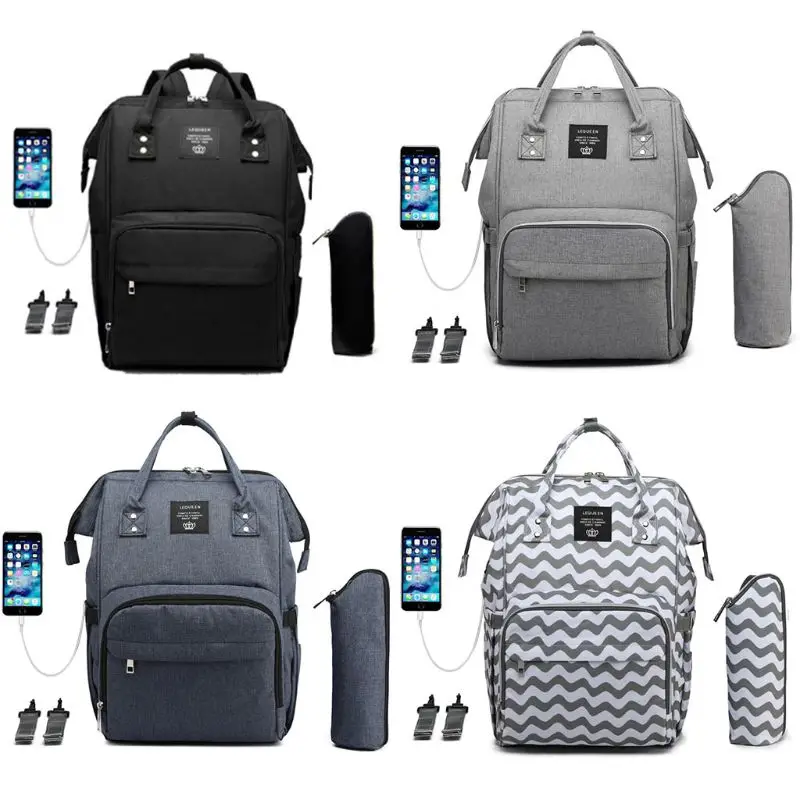 

Multi-function Waterproof Diaper Bag USB Charging Port Large Capacity Mummy Nursing Backpack LX9F