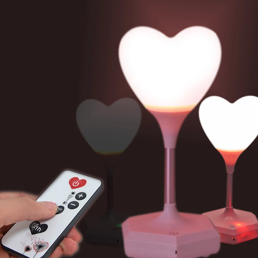 

3D remote loving heart Night Light Led Charging Decorative Lamp Usb Novelty Baby Atmosphere light Bedside girl gift Touch bulbs