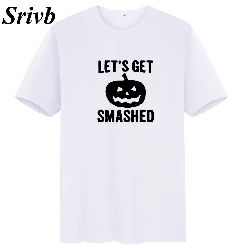Srivb Let's Get Smashed письмо женские футболки Тыква Графический хип хоп топы плюс