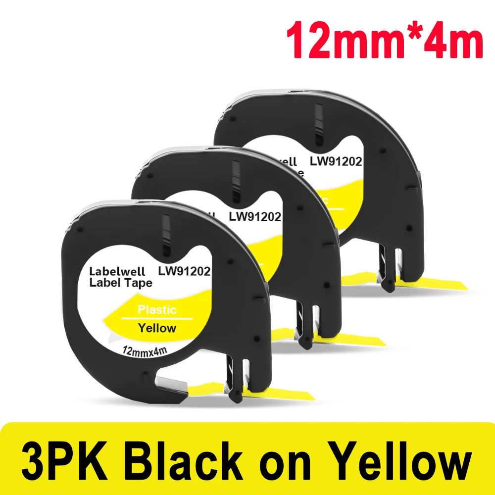 Labelwell 3PK 91202 Пластик запечатанных лент 12 мм 91223 91333 клейкие Ленты Совместимость для