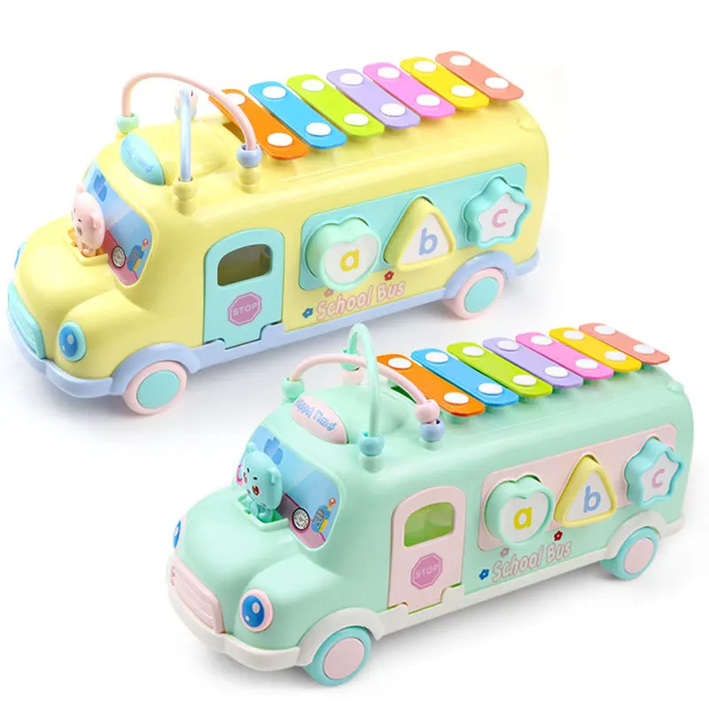 

Multifunction Early Educational Cognition Car Toys Baby Learning Music Bus Plastic Musical Toys for Baby Toys for Kids