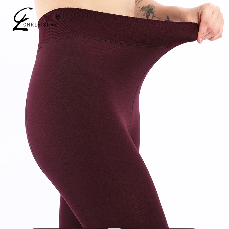 Женские зимние теплые леггинсы CHLEISURE бархатные плотные с высокой талией модные