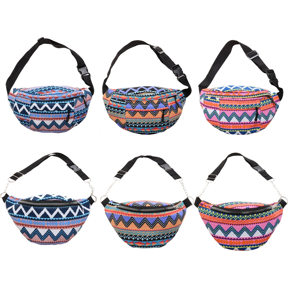 

Vintage Women Ethnic Style Canvas Printing Shoulder Crossbody Messenger Chest Bag Casual Ladies Small Handbags Purse Waist Packs